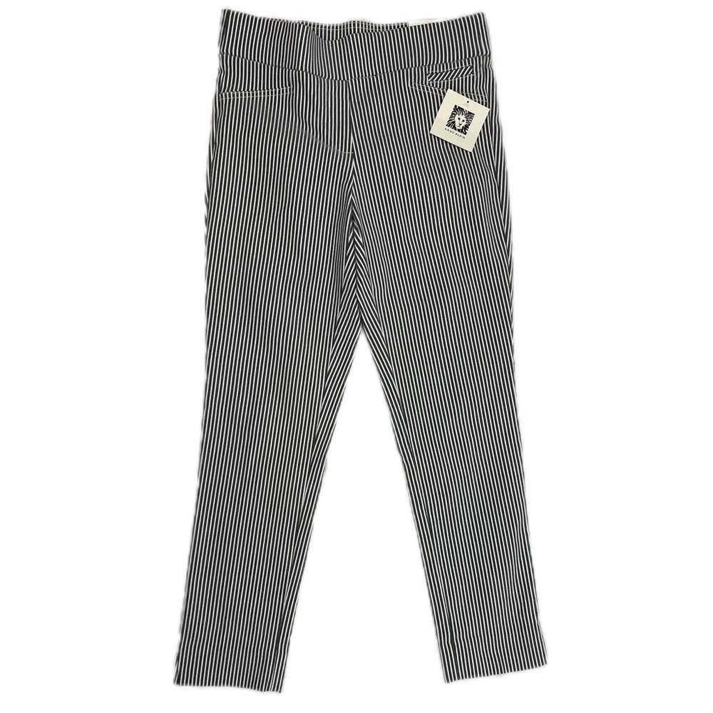 Anne Klein Slim Crop Pant-black/white stripe- NWT-XS